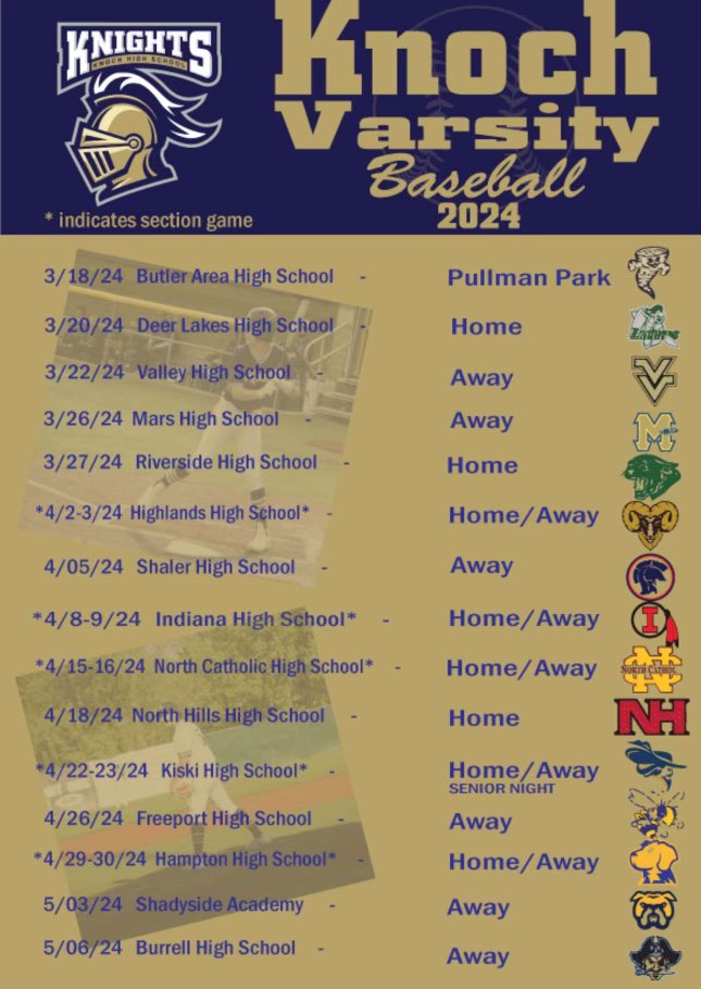 2024 Knoch Varsity Schedule and Roster
