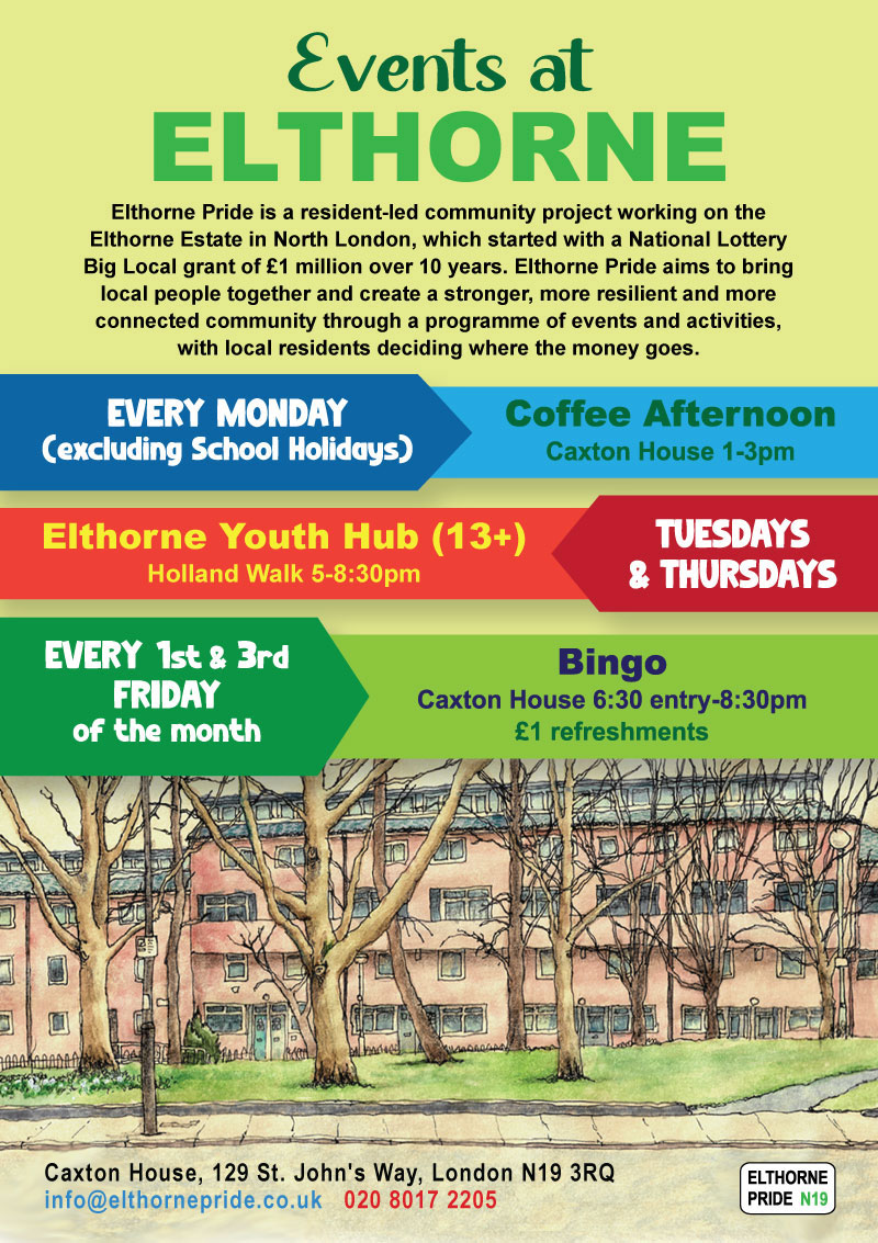 Events at Elthorne.
A guide to what's on with Elthorne Pride.