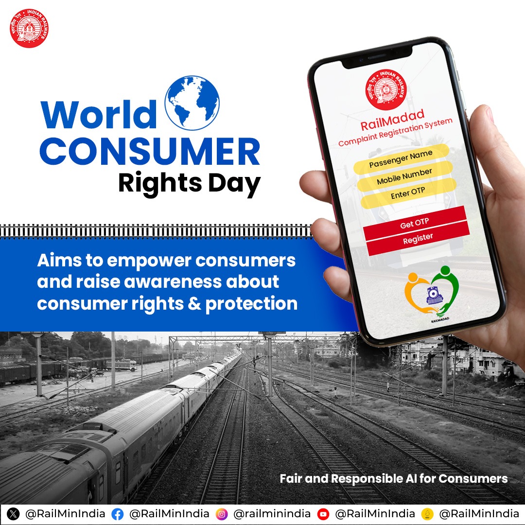 On #WorldConsumerRightsDay, IR emphasises the importance of consumer rights. As a service provider, Indian Railways consciously takes steps to empower consumers.