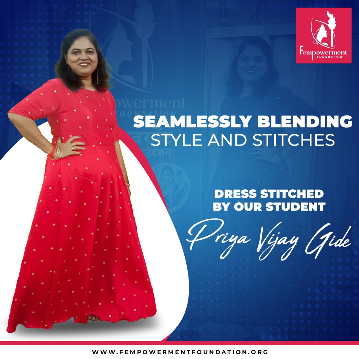 Seamlessly blending style and stitches. Dress stitched by: Priya Vijay Gide at Fempowerment Foundation Center.👗✨
.
.
.
.
.
.
.
.
#StitchingDress #stitching #stitchingstyle #StitchingSuccess #CreativeJourney #SewJoy #EmpoweringHer #WomenEmpowerment #fempowermentfoundation