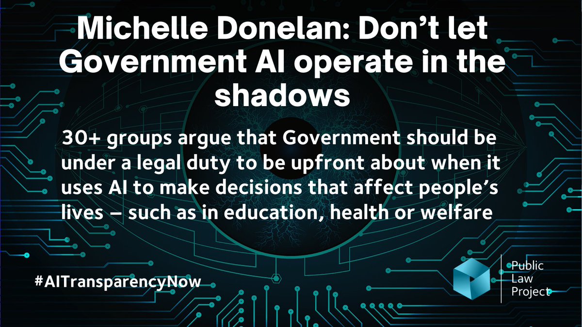 BREAKING 🚨 30+ civil society groups urge Michelle Donelan to introduce a legal duty making the Government's use of AI transparent. #AITransparencyNow 'Given the stakes, government must take this opportunity and act now,” says PLP's CEO @ShameemAhmad01 bit.ly/48W3wSr