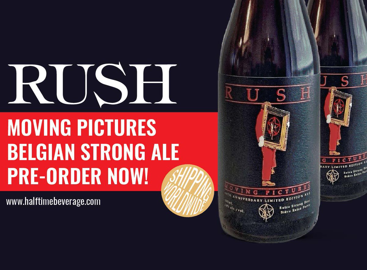 Rush Moving Pictures Belgian-style Ale pre-order is now available: halftimebeverage.com/craft-beer/rus… First brewed in celebration of the 40th anniversary of Rush iconic album ‘Moving Pictures’ Quantities are limited, and when it’s gone, it’s gone.