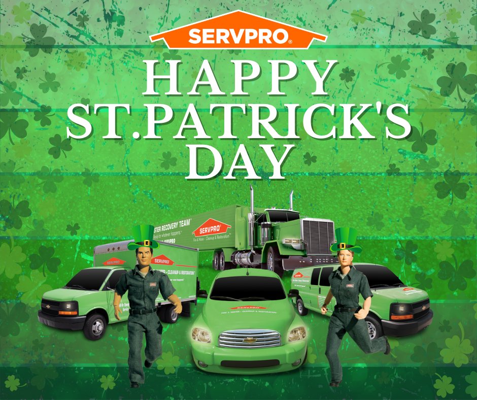 ServproNewark's tweet photo. Cheers to a St. Patrick's Day filled with the green goodness of SERVPRO! May your day be as vibrant and spotless as our commitment to excellence. 🍀💚 #SERVPROClean #StPatricksDay https://t.co/oQvlGJtWcK