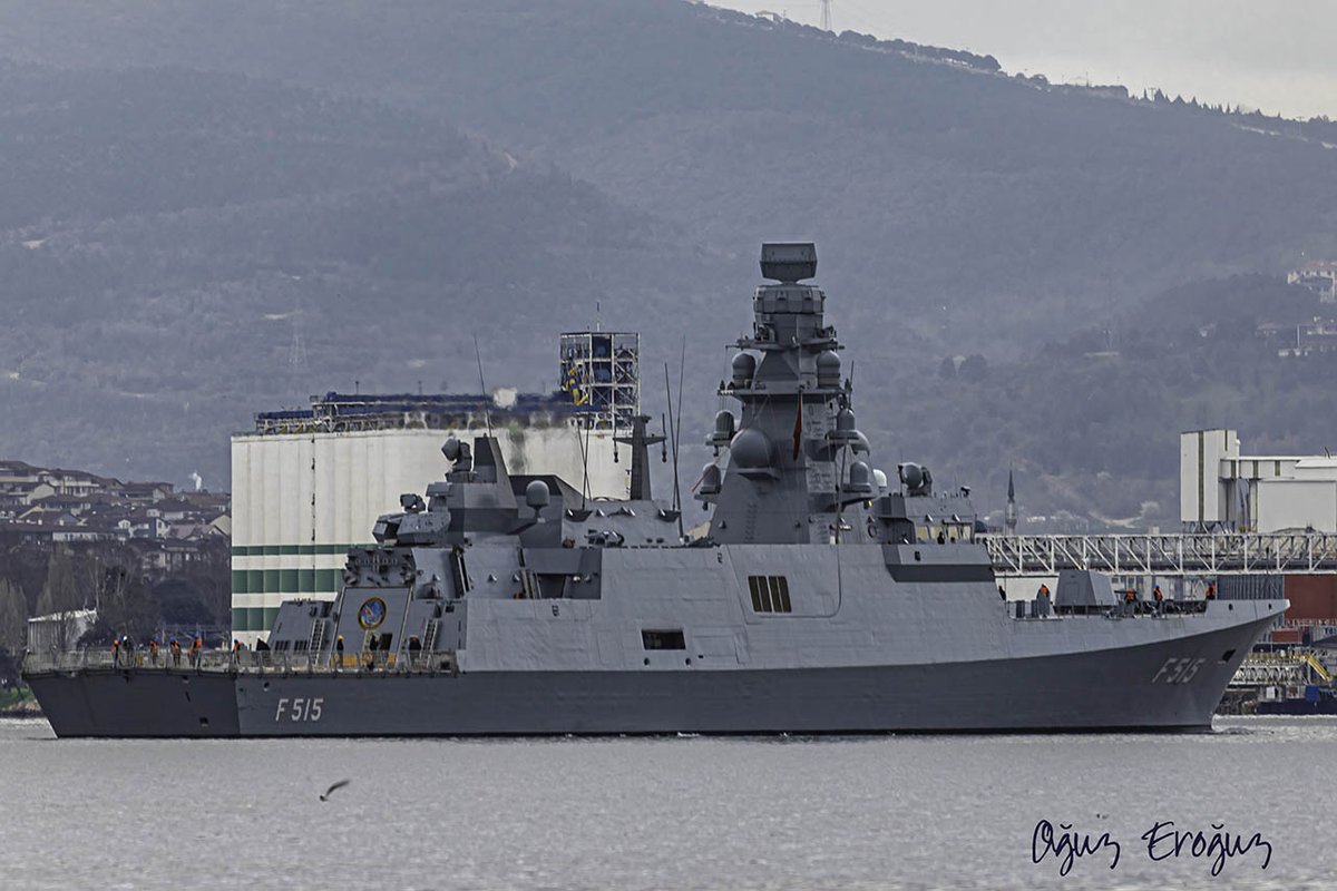 OguzEroguz1's tweet image. #TurkishNavy&apos;s #İClass frigate #TCGİstanbul #F515, which successfully test-fired the MK41 equivalent #MİDLAS (National Vertical Launcher System) prod. by @roketsan &amp;amp; HİSAR-D RF air defence missile developed by @roketsan  &amp;amp; @aselsan  in the Black Sea, returned to Gölcük Base.