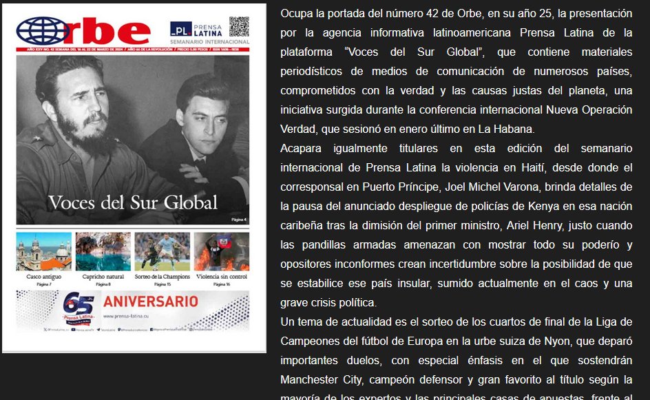 LuisEnr33483555's tweet photo. Prensa Latina presenta plataforma “Voces del Sur Global”,  con medios comprometidos con la verdad, iniciativa de la conferencia Nueva Operación Verdad https://t.co/8Vb152Lf16 @ronquillobello @EVilluendasC @DrRobertoMOjeda @JoelSuarezPelle @PresidenciaCuba @almayadeen_es https://t.co/cOFjOkhecM