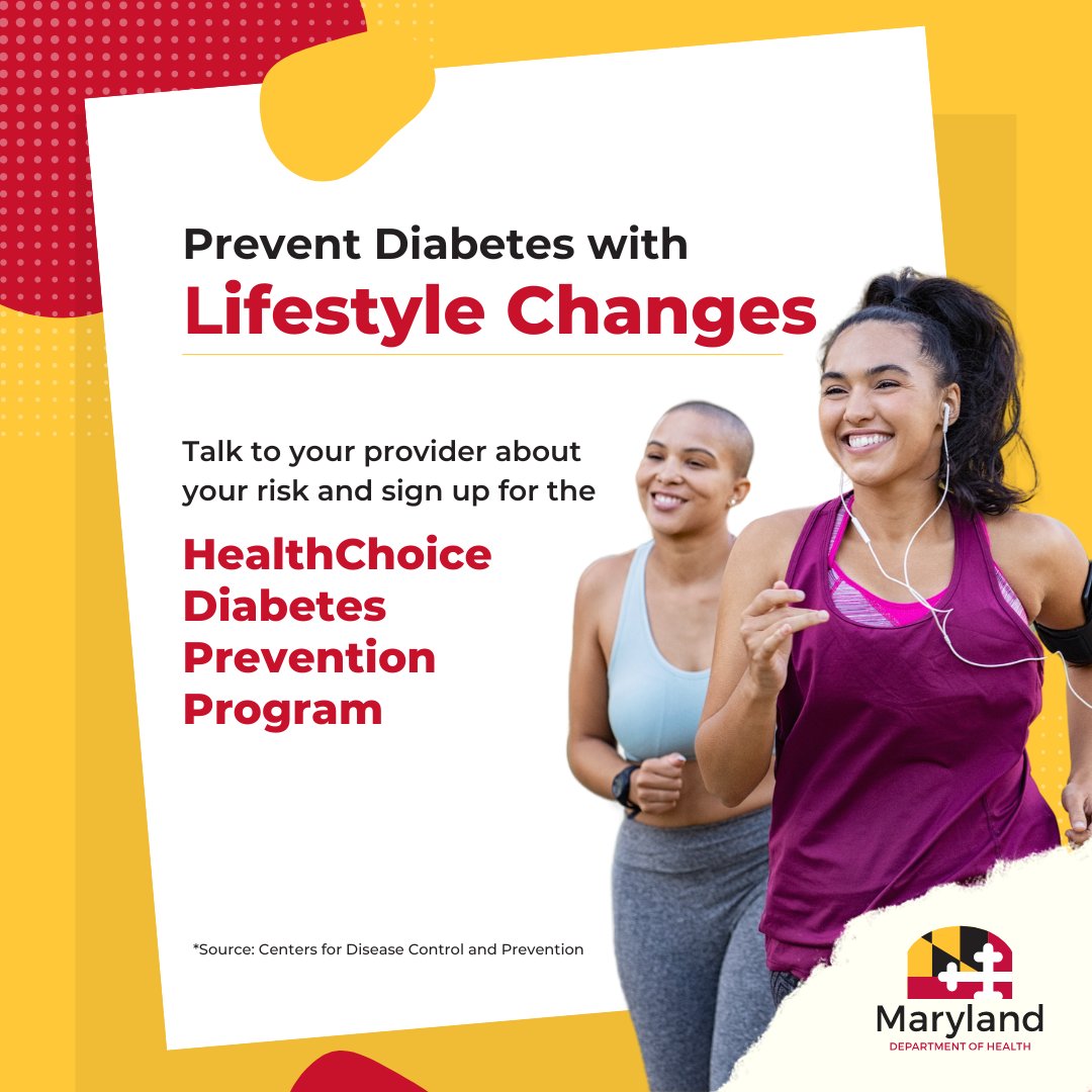 MDHealthDept's tweet image. Reduce your risk of developing type 2 diabetes with free support from the Medicaid HealthChoice Diabetes Prevention Program. Learn more: bit.ly/48C3Ia4 
#DiabetesPreventionProgram