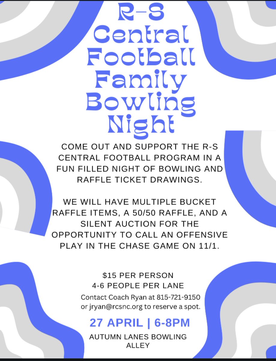 Hurry and reserve a spot!  Great opportunity to support R-S Football, enjoy time with family and friends and win some prizes.   More info to come on raffle items.  #GoToppers