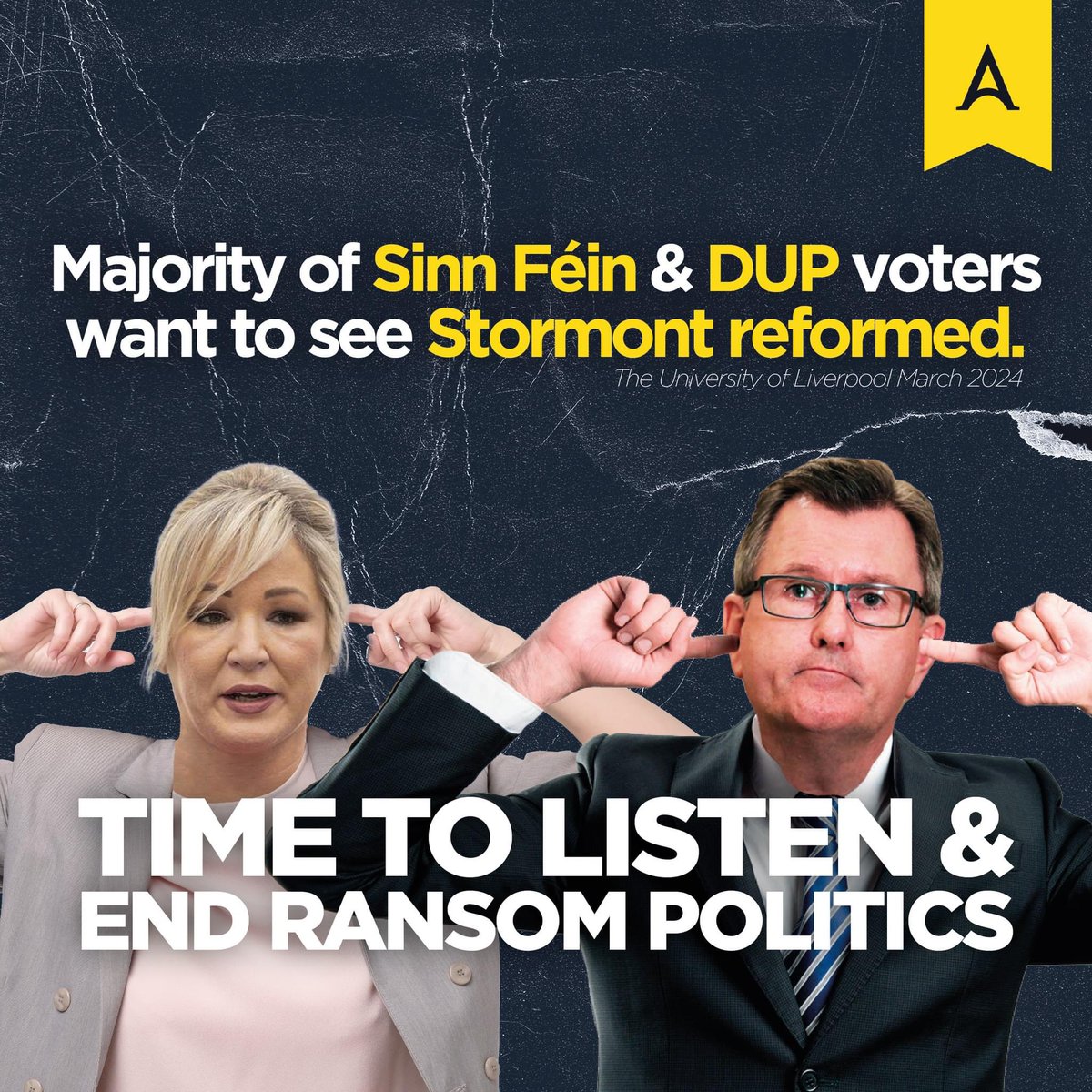 According to a recent poll 78.9% of Sinn Féin voters and 58% of DUP voters back reforming Stormont so that no single party can collapse it again. It's time for both parties to listen to the public and end ransom politics.