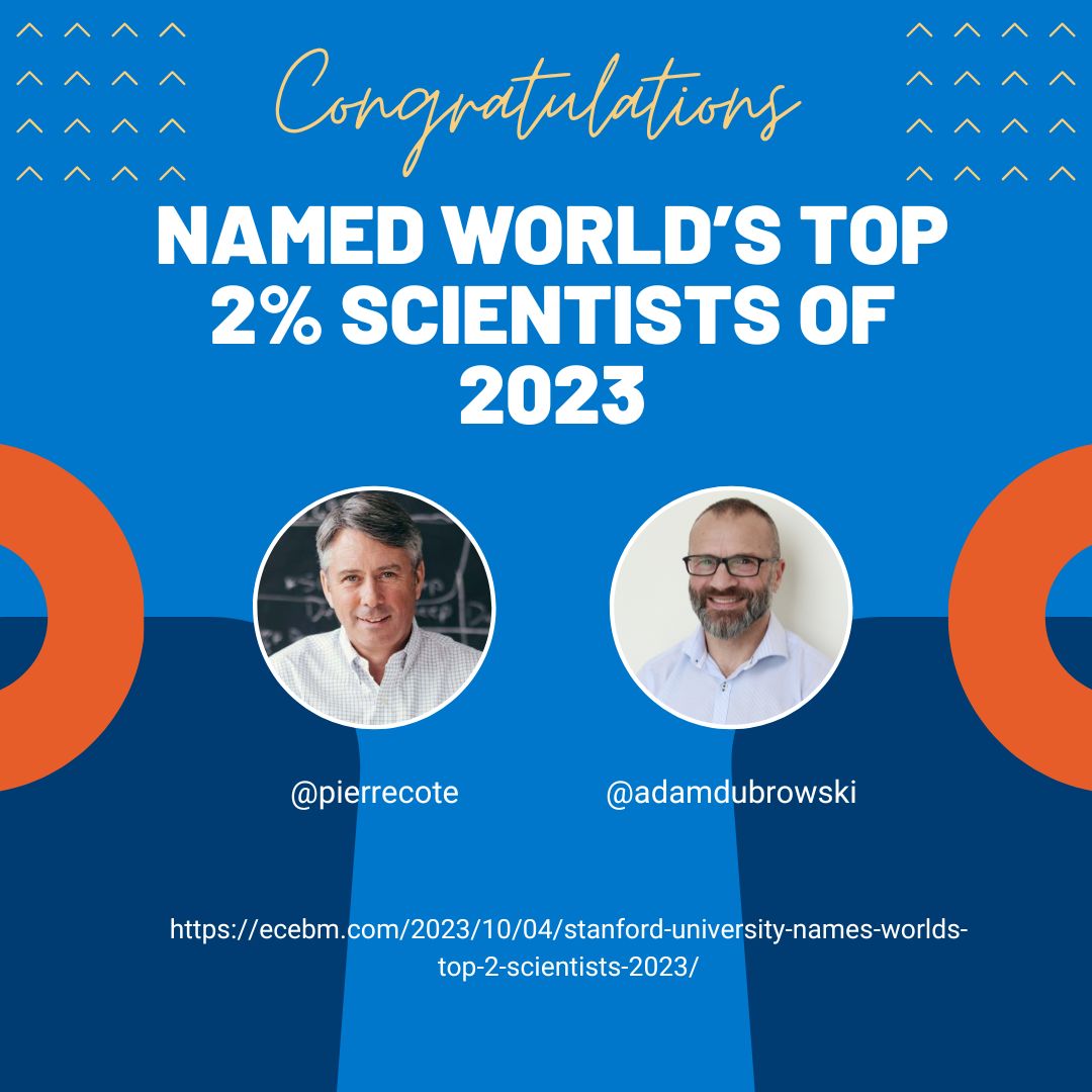 Congratulations to two of our Faculty of Health Sciences Professors, <a href="/pierrecoteuoit/">Pierre Côté</a>  and <a href="/adam_dubrowski/">Adam Dubrowski</a>! You were named by Stanford University on the World's Top 2% Scientists List for 2023. Awesome achievement! For more information, see this link: ecebm.com/2023/10/04/sta…
