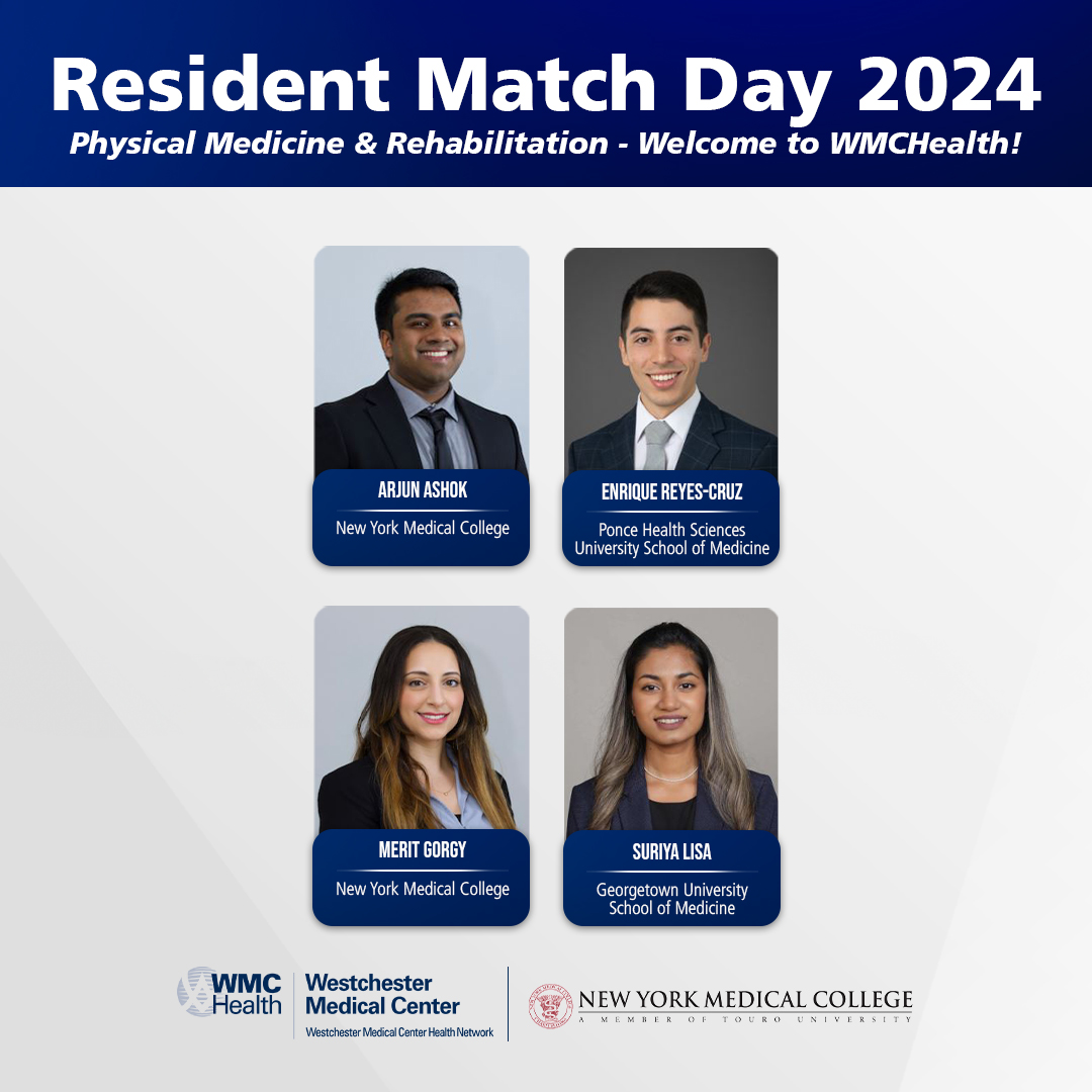 It's Match Day, the day when medical students find out where they will be headed for residency training. Join us in welcoming our newest residents to Westchester Medical Center's Physical Medicine & Rehabilitation Inaugural Residency! #Match2024 @TheNRMP