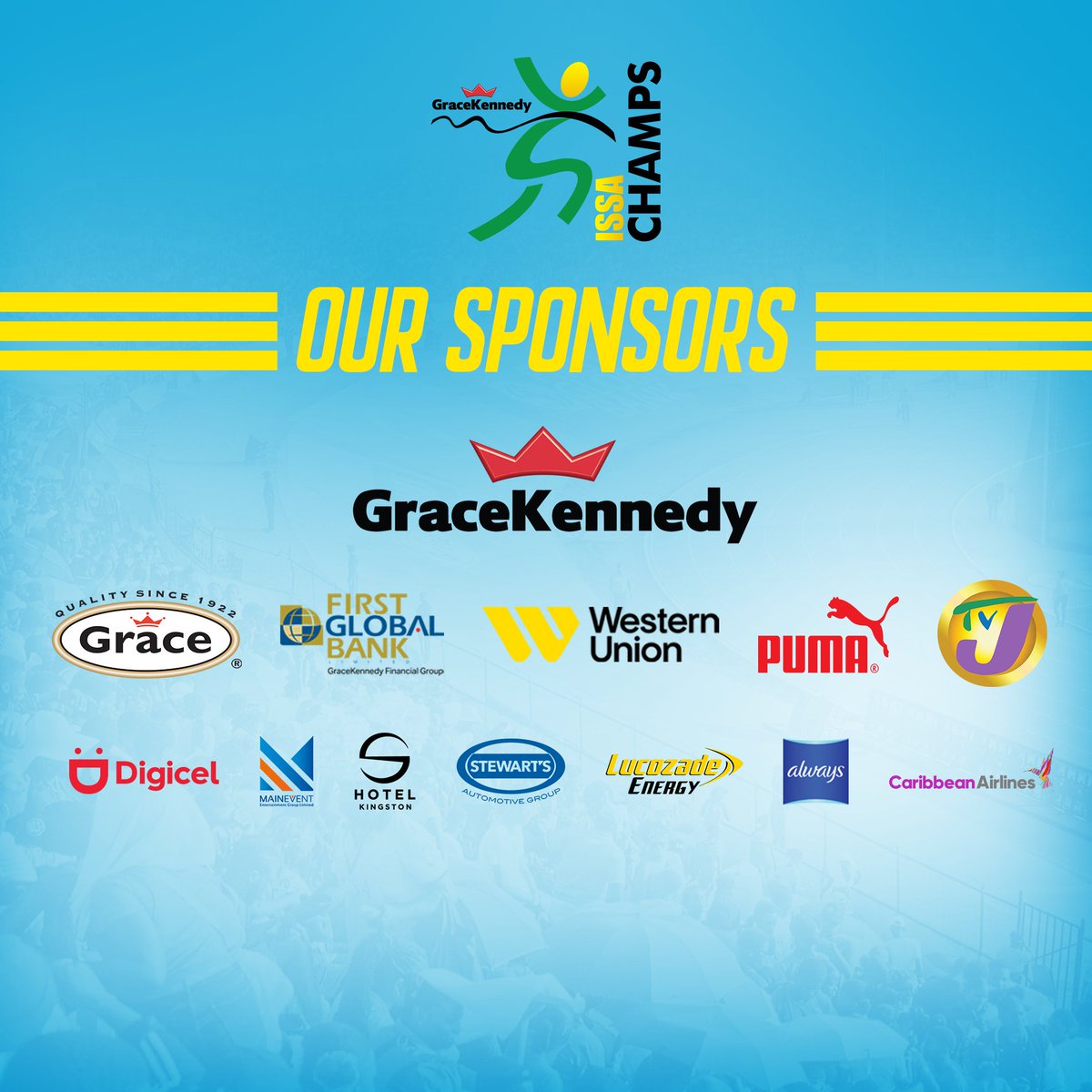 🏆 Big ups to our legendary sponsors for fueling the fire 🔥 behind the 2024 ISSA/GraceKennedy Championships! 

🏟️ ISSA/GraceKennedy Boys and Girls Championships
🗓️ March 19-23, 2024
📍National Stadium
🎟️ Available online NOW at tickets.issasports.com