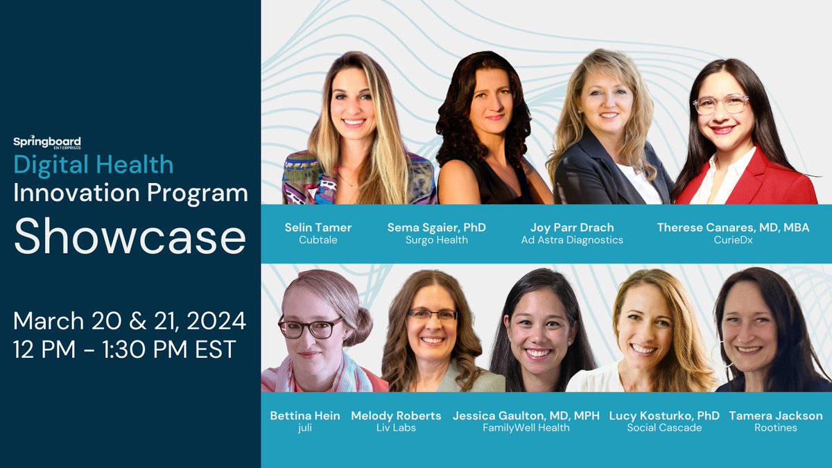 Please join us for our two-day virtual Digital Health Showcase! These visionary women entrepreneurs are driving innovation in patient care coordination, diagnostics, consumer healthcare, and data solutions. RSVP to attend: bit.ly/3wY2dFv