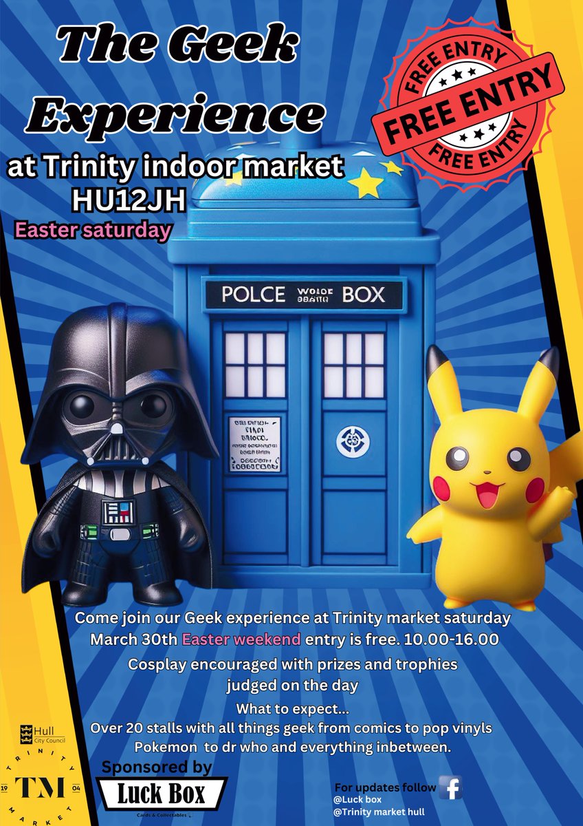 Will Darth Vader be walking the aisles of TM!? 😱 Come and find out at the Geek Experience, 30th March! #mustbehull
