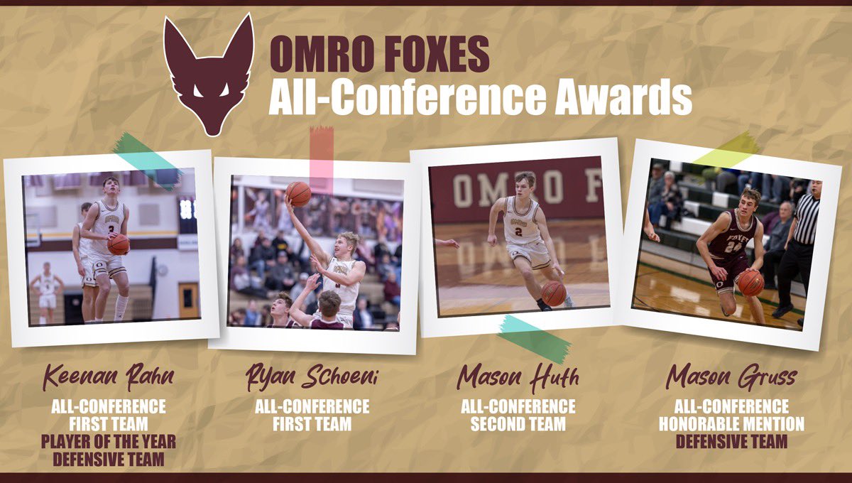 Congratulations to our All-Conference Award recipients! A huge shout out to @KeenanRahn3 on being named Conference Player of the Year. Keenan is the first player from @OmroBasketball to win Player of the Year since 2012!