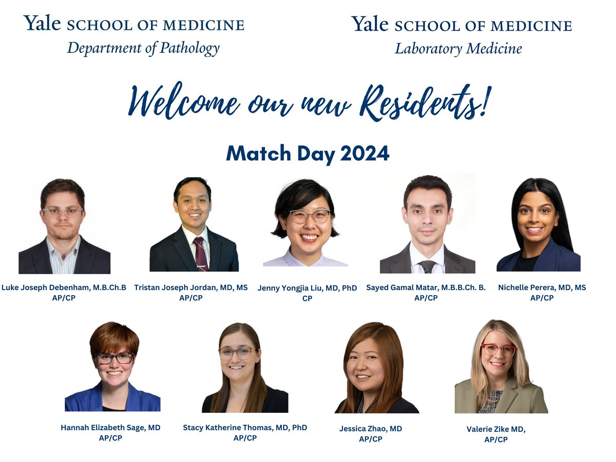 Welcome to our new #Pathology residents! We are thrilled that you are joining us! #MatchDay24 @YaleMed @YalePathRes