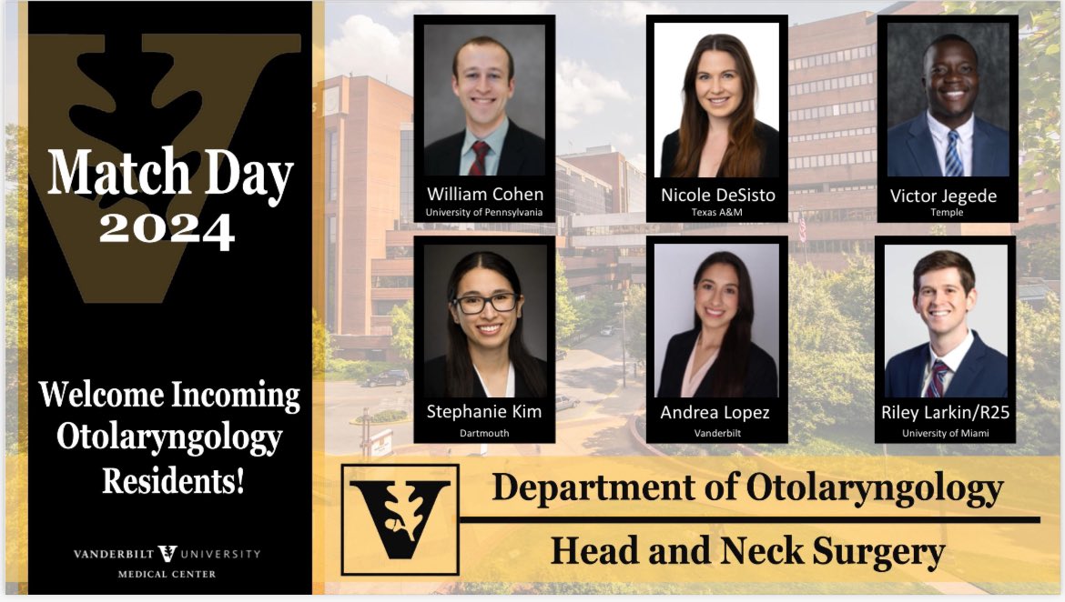We are so excited to welcome our newest #residents to the department. They will join an already stellar group and continue to add unmatched #PatientCare and #Innovation to our team. #OtoMatch #OtoMatch2024 #Innovation