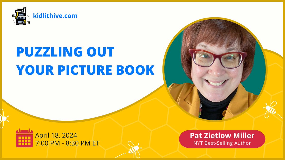 Creating a picture book is like solving a puzzle. There are lots of parts, and if they aren’t in the right spot, you get the wrong answer. @PatZMiller will share tips and techniques to help you solve your story's puzzle in this online class. Details: kidlithive.com/event/puzzling…