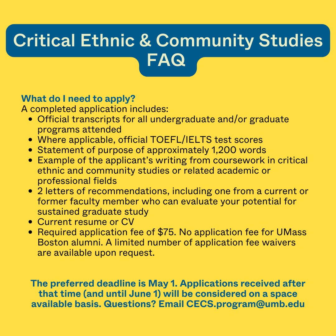 Application checklist for Critical Ethnic and Community Studies. Now accepting applications for Fall 2024.