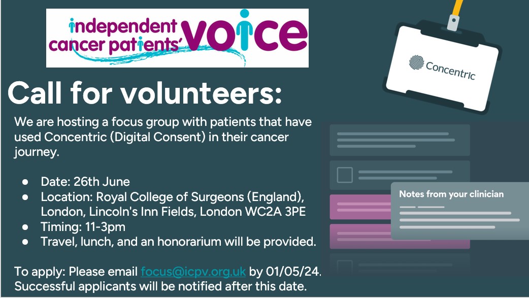 ICPV (@icpvtweets) on Twitter photo Have you every used Concentric for digital consent? If so we need you help to join a focus group to discuss how the process worked for you. See the flier below for date and details or contact focus@icpv.org.uk Have you every used Concentric for digital consent? If so we need you help to join a focus group to discuss how the process worked for you. See the flier below for date and details or contact focus@icpv.org.uk