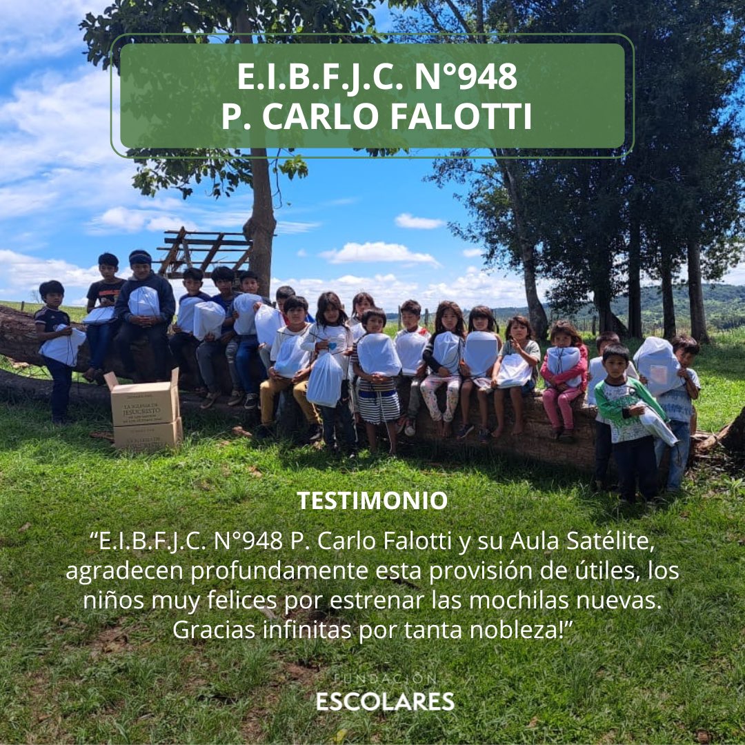 FundEscolares_'s tweet photo. ¡Celebrando la Educación en Nuestras Comunidades Rurales! 🎒📚
 
Nos alegra compartir el testimonio de la E.I.B.F.J.C. Nº 948 P. Carlo Falotti y su Aula Satélite, de la provincia de Misiones. Con gran corazón, nos expresan su agradecimiento: https://t.co/v1Qi9hFkwT