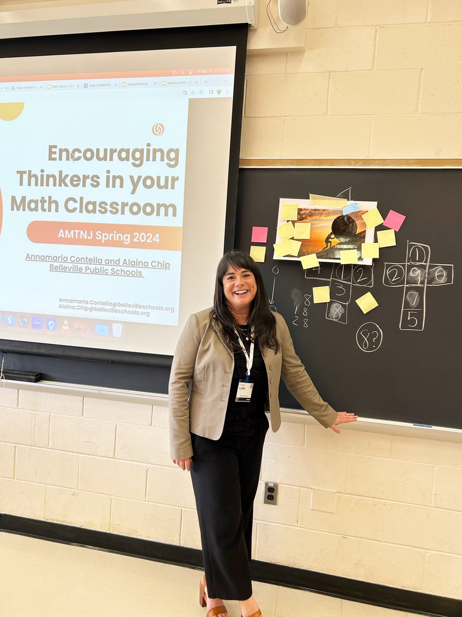 Presented today with Annamaria @InstrL_Coach at Rutgers: AMTNJ’s 2024 Conference “Mathematics Beyond Numbers: Content, Concepts, & Community”. We spoke about Encouraging Thinkers in your math classroom in a PACKED room, smiled, shared & …did some math❤️ @BPSCTO @BPS_Spec_Serv