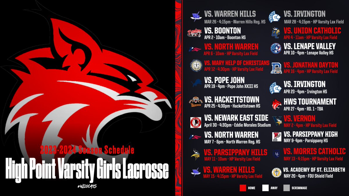 Mark your calendars Wildcats! More schedules to come! 🥍 #hprwildcats