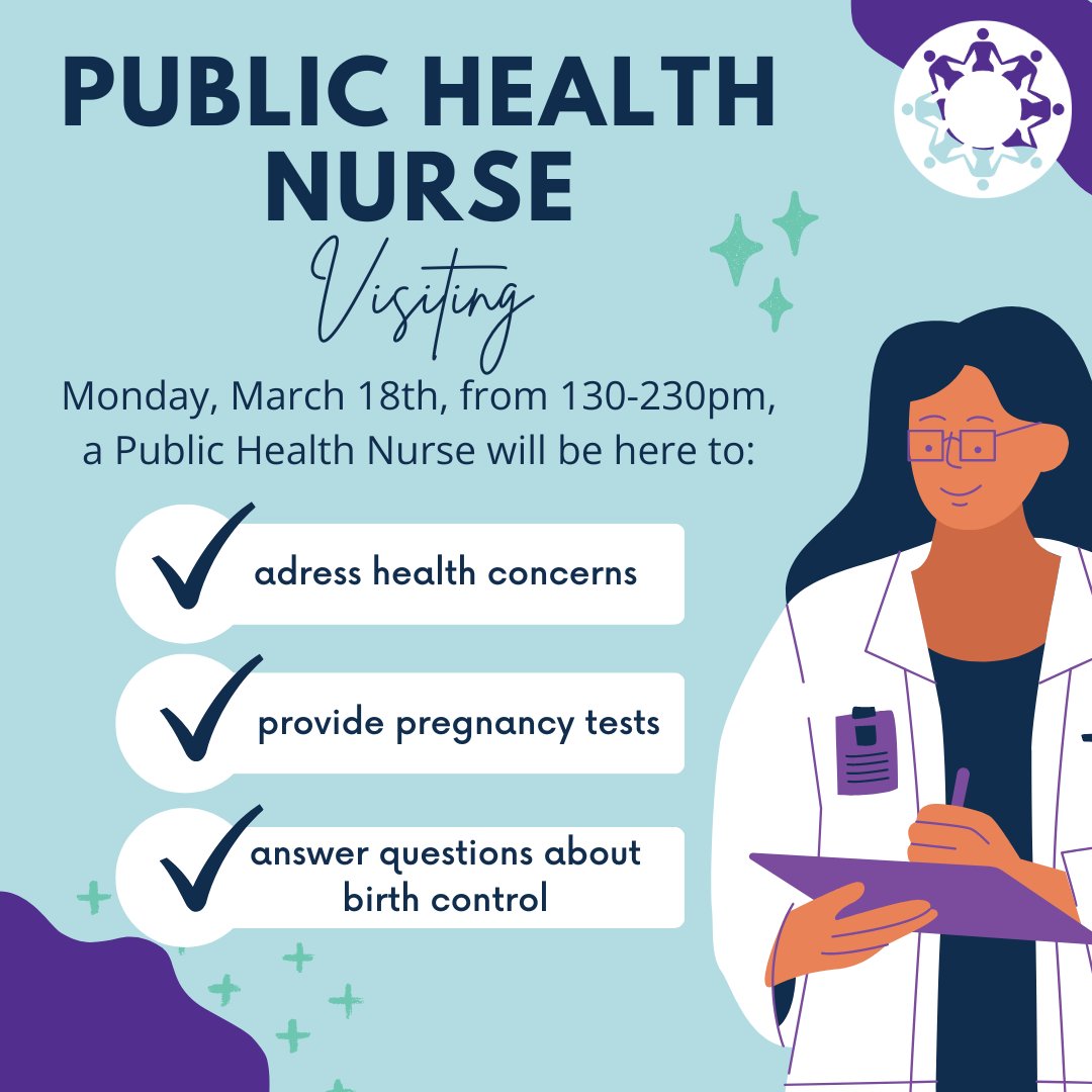 On Monday, March 18th, WCWRC will host a public health nurse in drop-in between 130-230pm. The nurse will be able to answer health questions, address health concerns, provide pregnancy tests, and answer questions about birth control.