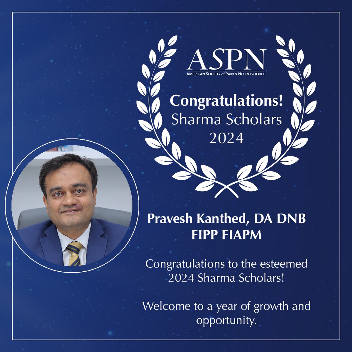 Congratulations to the recipients of the 2024 Sharma International Scholar Program: Dr. Harry Soar and Dr. Pravesh Kanthed. Wishing you all continued success in your academic and professional pursuits. #MedicalScholarship #ASPN #PainManagement