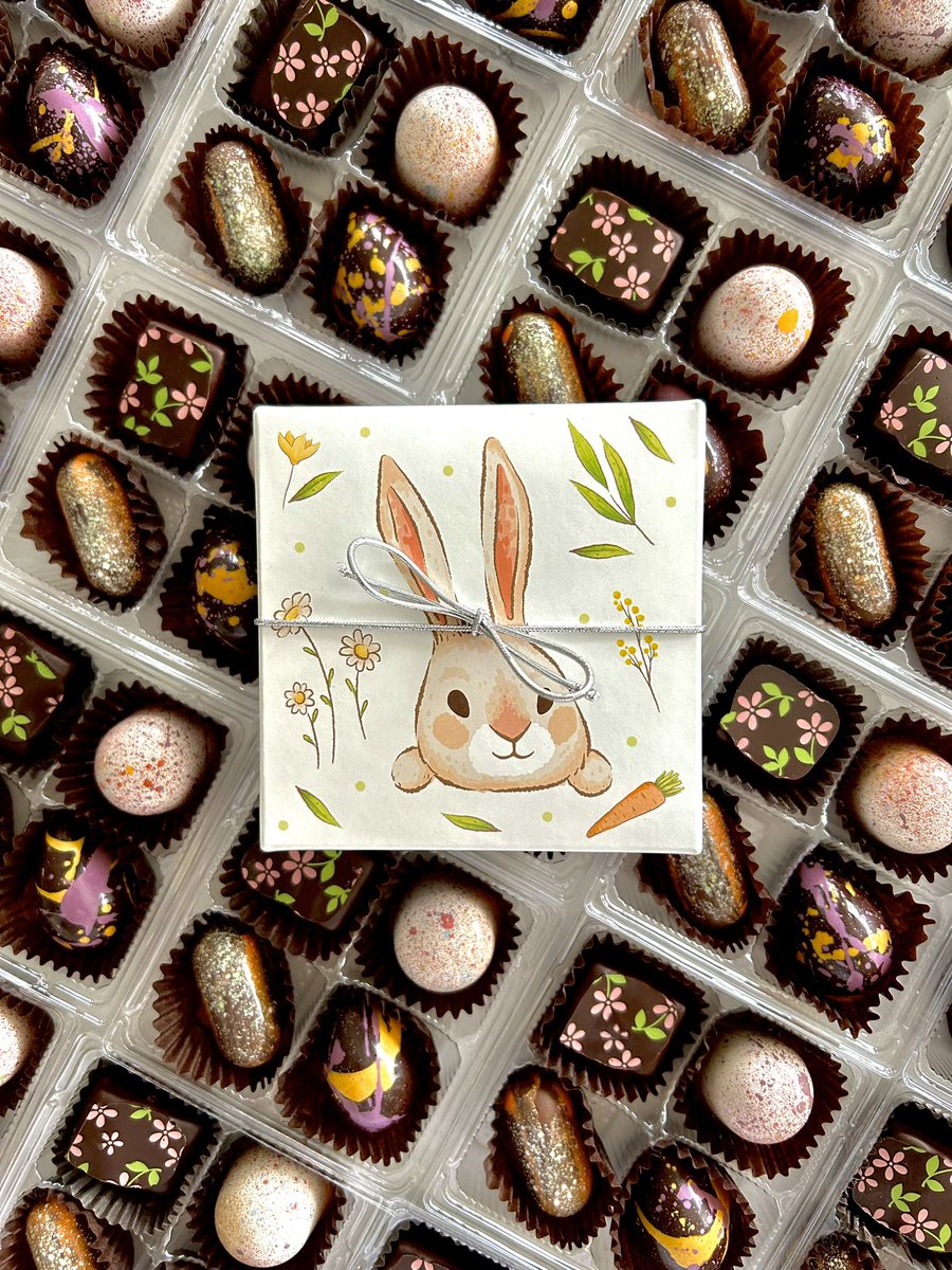 Fresh Easter Chocolates at Chocolatier Constance Popp, 180 Provencher~ Oh sweet bunny love! 4 pieces of the most delightful Easter chocolates: cookies & cream, vanilla bean cream, orange caramel & carrot cake cream cheese! 🥕🐰