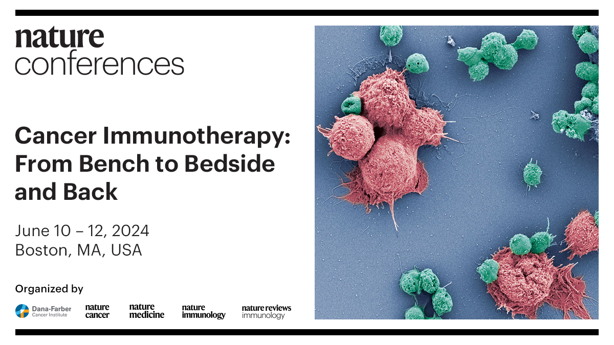 Explore the forefront of cancer immunotherapy at our upcoming conference in Boston with @DanaFarber. Leaders in the field will present cutting-edge research, focusing on translating fundamental knowledge to the clinic and back. Learn more: go.nature.com/CancerImm