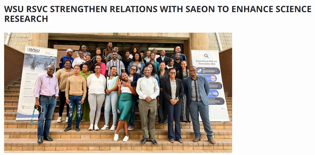 Walter Sisulu Risk & Vulnerability Science Centre & NRF-SAEON Ulwazi strengthens relations & enhances scientific research. Looking forward to the incredible collaborations that arise from this partnership. More details: wsu.ac.za/index.php/medi…