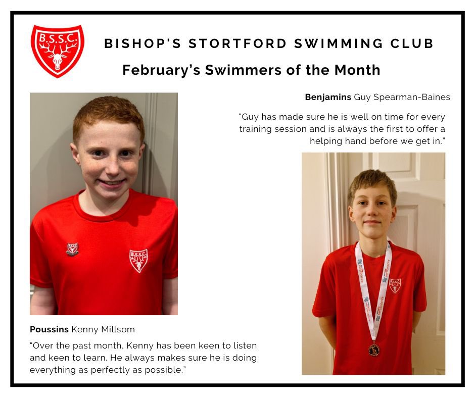 It’s swimmer of the month time … drum roll please … HUGE congrats to Kenny & Guy who are our Feb swimmers of the month. Well done to them both.