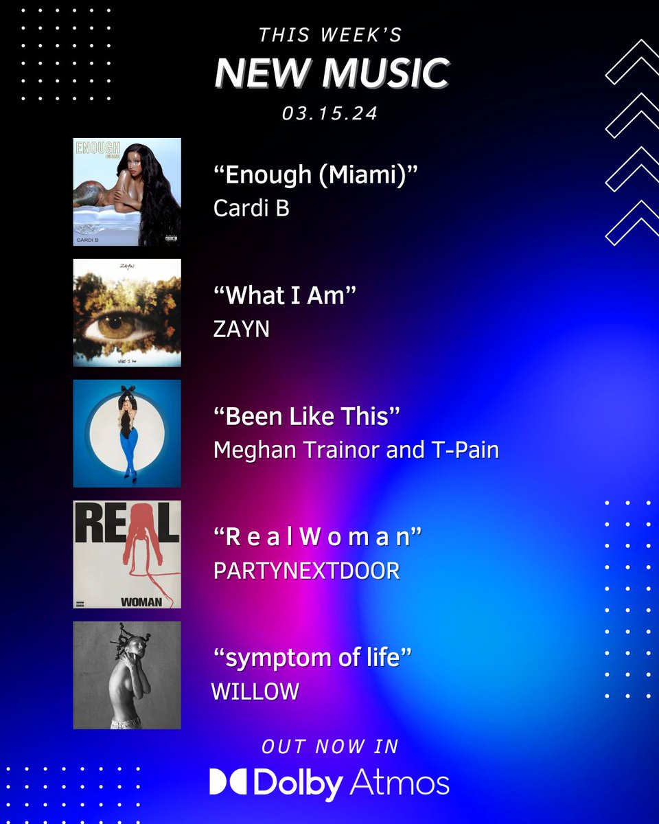 This week is packed with fresh new music drops in #DolbyAtmos 🎶 What are you listening to? #NewMusicFriday