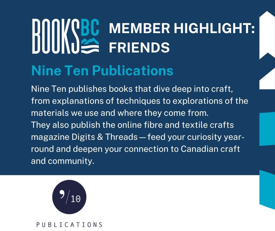 Today's Member Highlight is @NineTenPub Nine Ten publishes books that dive deep into craft, from explanations of techniques to explorations of the materials we use and where they come from. They also publish the magazine Digits & Threads. buff.ly/3rLRlZ3