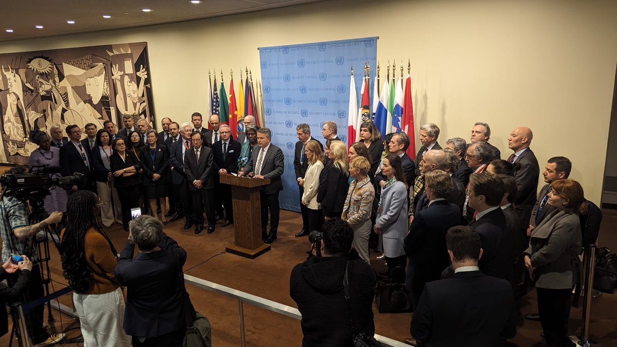 Joint Press Stakeout by Permanent Representative of Ukraine to @UN @SergiyKyslytsya on behalf of 🇺🇦,🇦🇱,🇦🇩,🇦🇷,🇦🇺,🇦🇹,🇧🇪,🇧🇦,🇧🇬,🇨🇦,🇨🇱,🇨🇷,🇭🇷,🇨🇾,🇨🇿,🇩🇰,🇪🇪,🇫🇮,🇫🇷,🇬🇪,🇩🇪,🇬🇷,🇭🇺,🇮🇸,🇮🇪,🇮🇱,🇮🇹,🇯🇵,🇱🇻,🇱🇷,🇱🇮,🇱🇹,🇱🇺,🇲🇹,🇲🇭,🇲🇨,🇲🇪,🇳🇱,🇳🇿,🇲🇰,🇳🇴,🇵🇼,🇵🇱,🇵🇹,🇰🇷,🇲🇩,🇷🇴,🇸🇲,🇸🇰,🇸🇮,🇪🇸,🇸🇪,🇨🇭,🇬🇧,🇺🇸,🇺🇾&🇪🇺15 March 2024