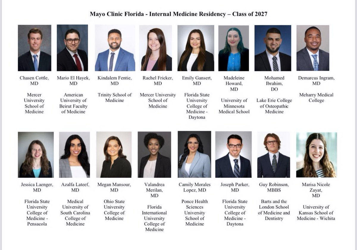 Welcome to this rockstar group joining our Mayo Clinic Florida family of internal medicine residents! @mayofl_imres @MayoClinic