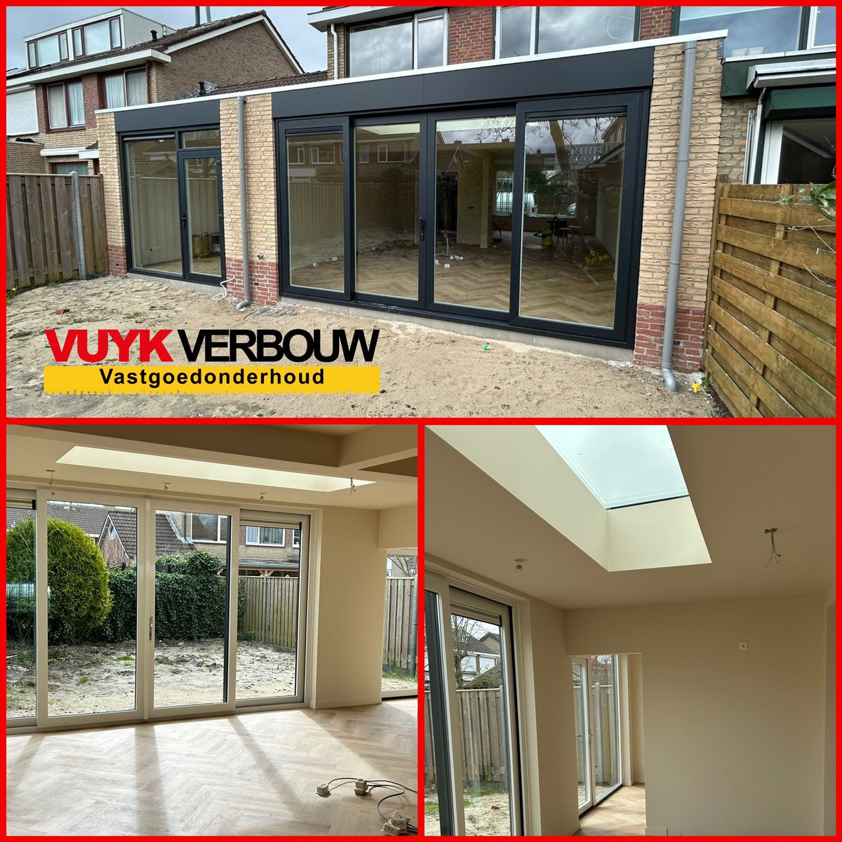 ✨Mooie opdracht in #Rockanje afgerond. Begane grond is gerenoveerd door ons. We hebben o.a. een uitbouw gemaakt. De uitbouw is voorzien van een lichtstraat. De schuifpui en kozijnen zijn uitgevoerd in kunststof. 🔨 

Ook interesse? Neem contact op via 🌍VUYKVERBOUW.nl✨