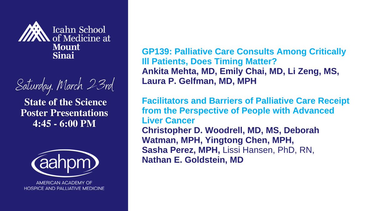 We are having a great time at #SOTS24 with two more posters to share with you. Learn more about timing's impact on consults and hear perspectives from advanced liver cancer patients. Authors include: @CWoodrellMD @drnategoldstein