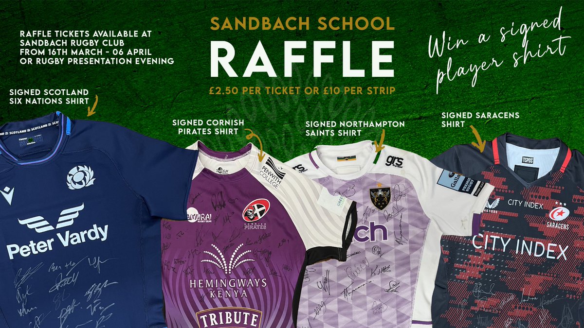 SandbachSport's tweet photo. WIN A SIGNED SHIRT 🤩

We are excited to announce the launch of our signed shirt raffle to raise money for our Senior South Africa sports tour in 2025. 

More info below ⬇️ https://t.co/tsuwBYRpiM
