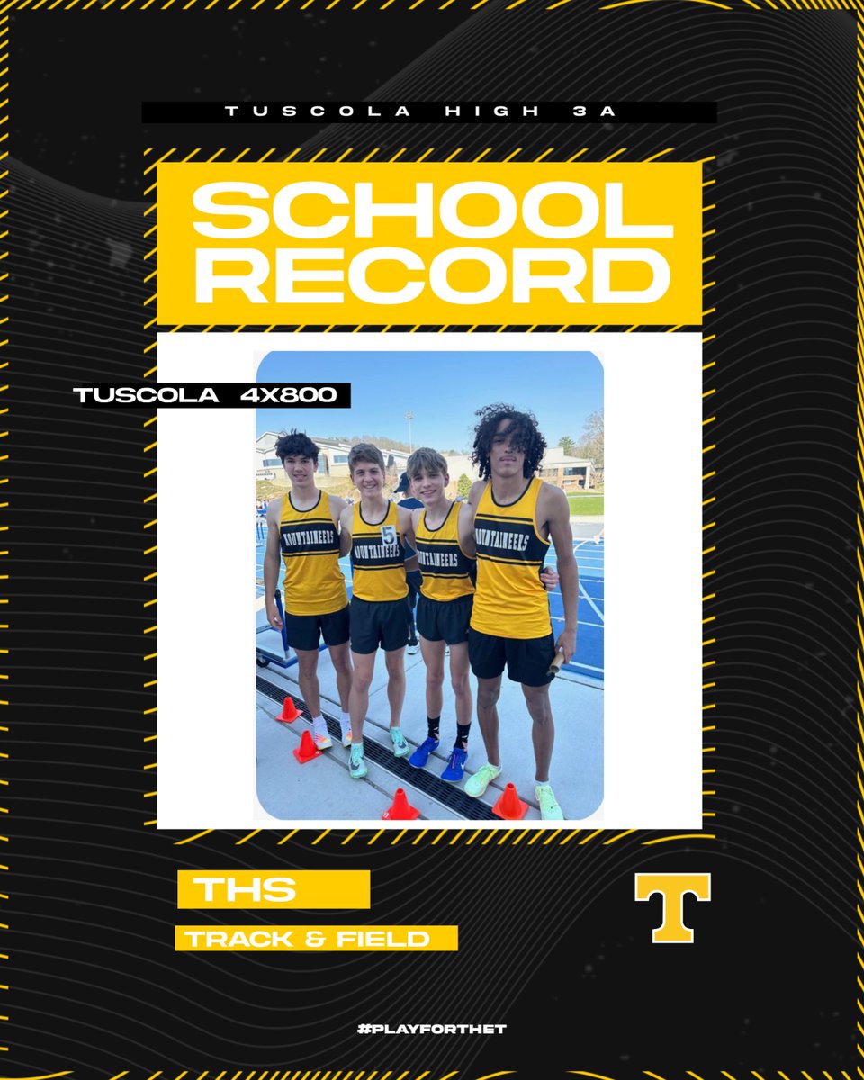 Tuscola High School (@thsmounties) on Twitter photo Congratulations to our 4x800 relay team who qualified for Regionals and set a new school record with a time of 8:22.40! Way to go Mounties! <a href="/Chris_Womack/">Chris Womack</a>, <a href="/mountaineersprt/">The Mountaineer Sports</a>, <a href="/TheBigTClub/">Big T Club</a>, @NCRunners Congratulations to our 4x800 relay team who qualified for Regionals and set a new school record with a time of 8:22.40! Way to go Mounties! <a href="/Chris_Womack/">Chris Womack</a>, <a href="/mountaineersprt/">The Mountaineer Sports</a>, <a href="/TheBigTClub/">Big T Club</a>, @NCRunners
