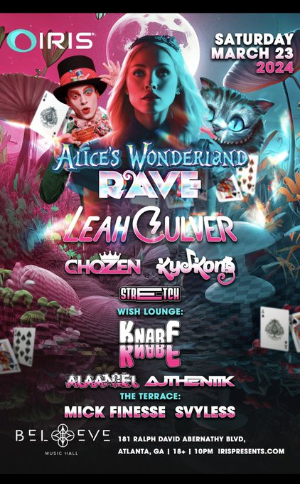Come fall down the rabbit 🐇 hole 🕳️ at Alice&rsquo;s Wonderland Rave 🍄 DONT BE LATE 🕰️ get your tickets NOW<a href="/tag/believemusichall"class="tags"><span>#believemusichall</span></a>