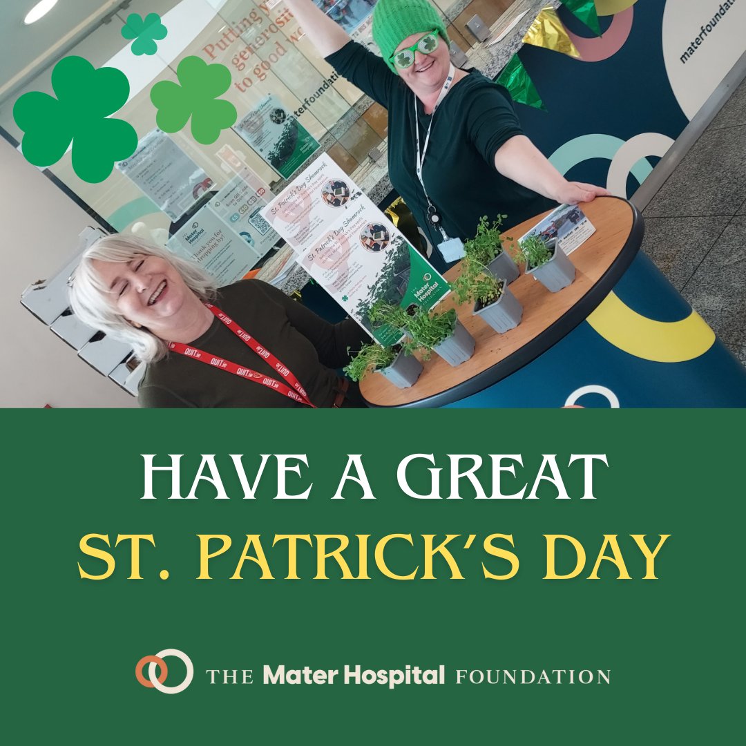 Happy #StPatricksDay! Huge thanks to all @MaterDublin staff, patients & visitors who popped by to make a donation when picking up their pot of #shamrock - kindly provided by the horticultural team at Mountjoy (@IrishPrisons). @MaterCancer @MaterTrauma @ThePillarDublin #community