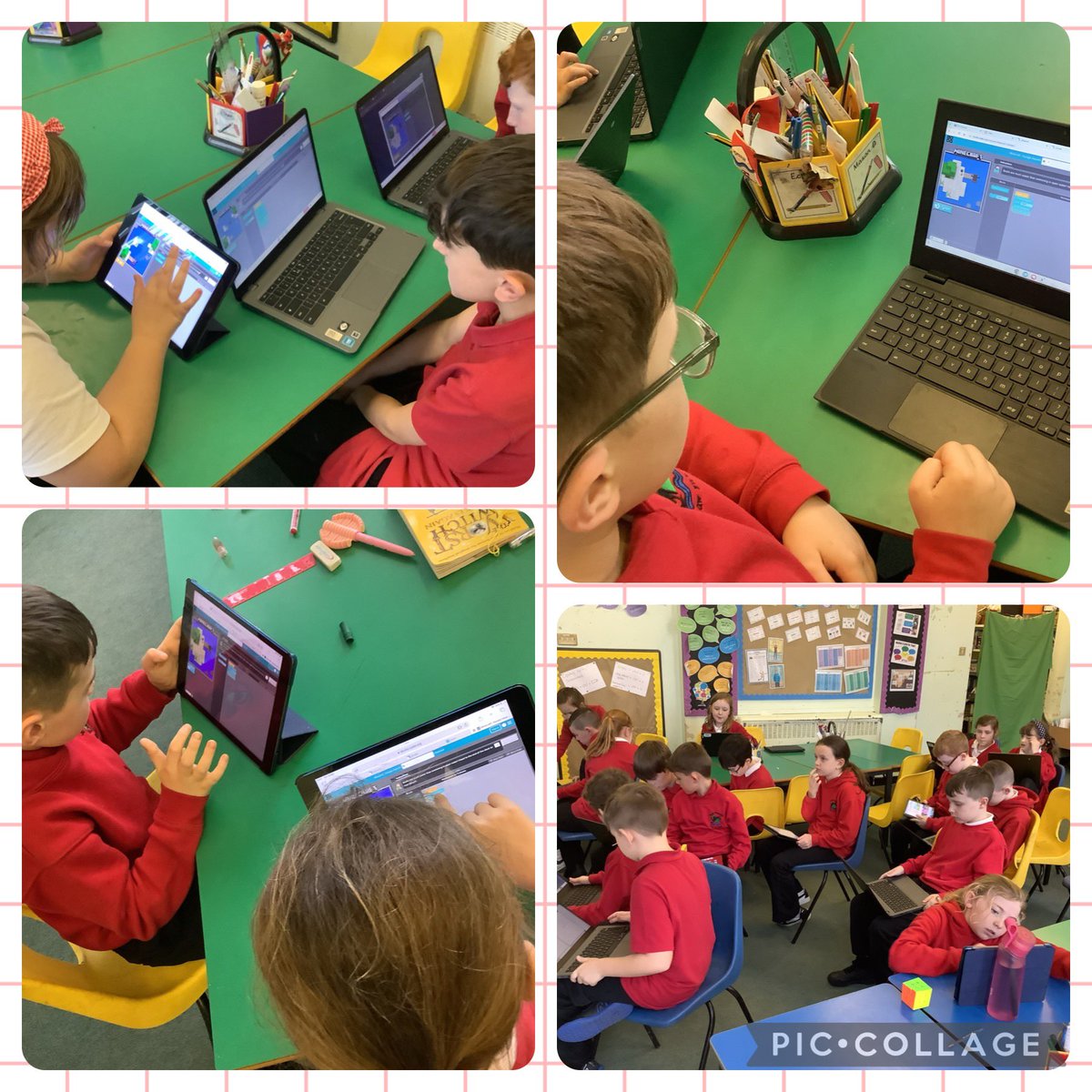 Blwyddyn 4A yn arbrofi gyda chodio ar Hwb a Minecraft.
#HourOfCode