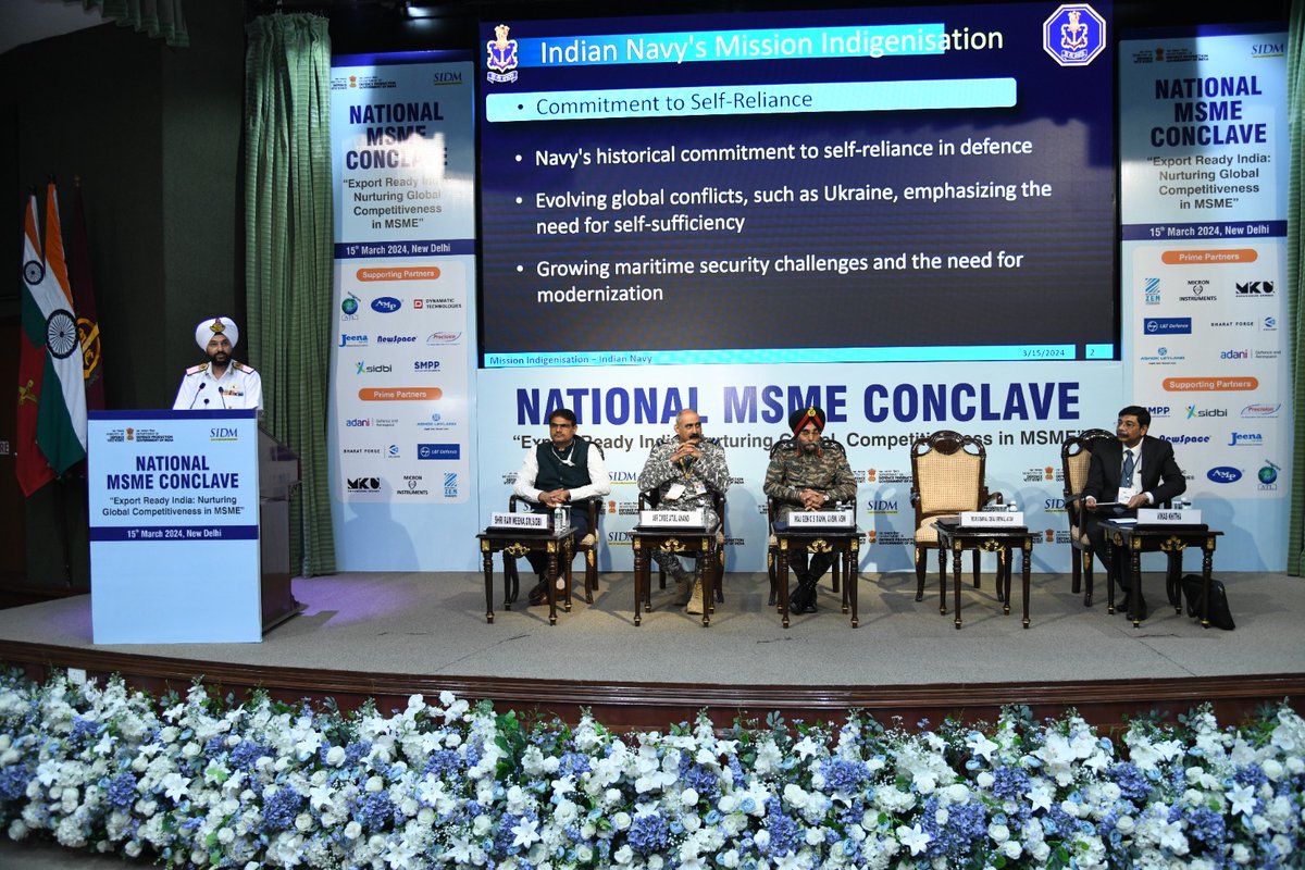 Panel discussion Session - III on 'Make Procedures, Indigenisation & Finance Support for MSME' during #NationalMSMEDefenceConclave 2024 on 'Export Ready India: Nurturing Global Competitiveness for MSME' Organised by #DDP, MoD in association with #SIDM.