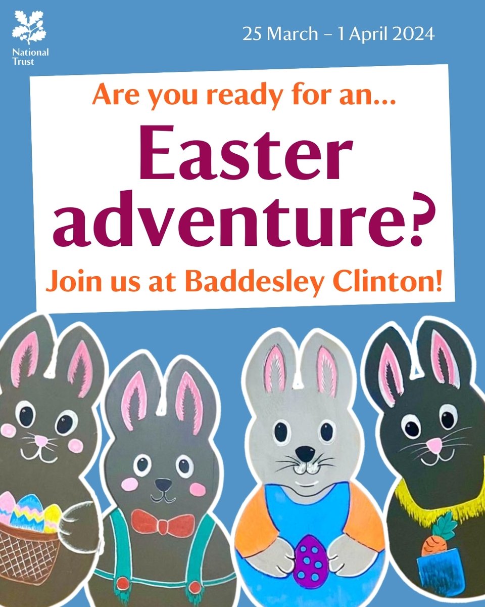 Take your little bunnies on an adventure this Easter! 🐰 This Spring we have ten Easter activities for you and the family to enjoy. From 25 March until 1 April 2024, between 9.30am and 4.30pm (last entry 4.00pm). Head to our website for more details.