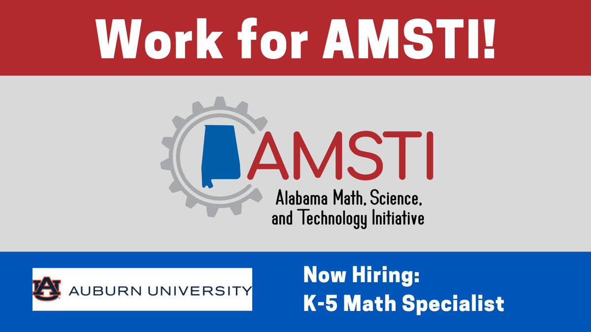AMSTI-AU is currently hiring a K-5 Math Specialist. Please see auemployment.com/postings/44057 for more information. @amstiAUsome