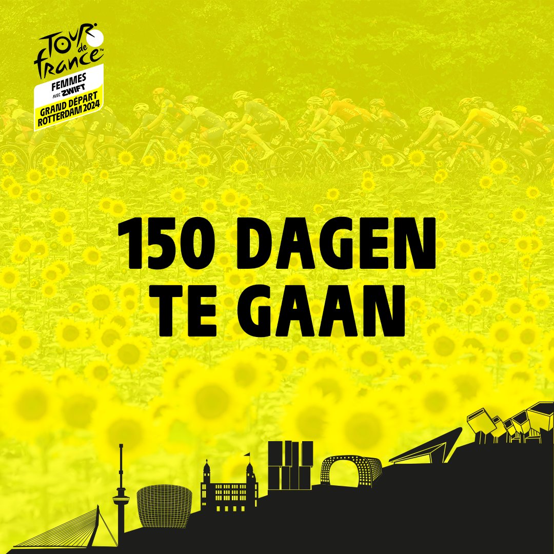 1️⃣5️⃣0️⃣ | 𝗡𝗢𝗚 𝗠𝗔𝗔𝗥 𝟭𝟱𝟬 𝗗𝗔𝗚𝗘𝗡 TOT HET GRAND DÉPART! Wij kunnen niet wachten om de eerste buitenlandse start van de @LeTourFemmes te mogen verwelkomen. We zien je dan! #TDFFROTTERDAM2024 #TourDeFrance #TourDeFranceFemmes #Cycling #Bikes #Rotterdam