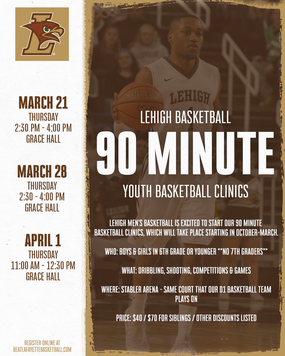 One more batch of 90 Minute Clinics coming at ya! Use the link below to sign up. 🔗 bitly.ws/XWBb #GoLehigh