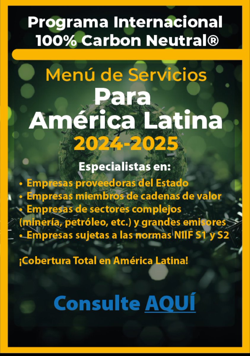 Presentamos nuestro menú de servicios relacionados al cambio climático para el período 2024-2025. Descargar en este enlace 100carbonneutral.com/boletines/Menu… 
Contáctenos fudis@fudis.info
#HuellaGEI #ESG #ASG #NIIF #CarbonoNeutral #CarbonoNeutro #Sostenibilidad