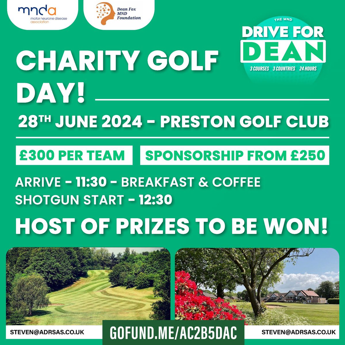 Looking for prizes and a pro for our golf event in June <a href="/preston_academy/">PrestonGolfCentre</a> for <a href="/mndassoc/">MND Association</a> can you help us:
<a href="/Everton/">Everton</a> <a href="/LFC/">Liverpool FC</a> <a href="/ManUtd/">Manchester United</a> <a href="/Saints1890/">St.Helens R.F.C.</a> <a href="/TonyBellew/">Tony Bellew</a> <a href="/TommyFleetwood1/">Tommy Fleetwood</a> <a href="/emmo99/">Pete Emmett</a> <a href="/PScully13/">Paul Sculthorpe MBE🎗️</a> <a href="/RHunterPaul/">Robbie Hunter-Paul</a>